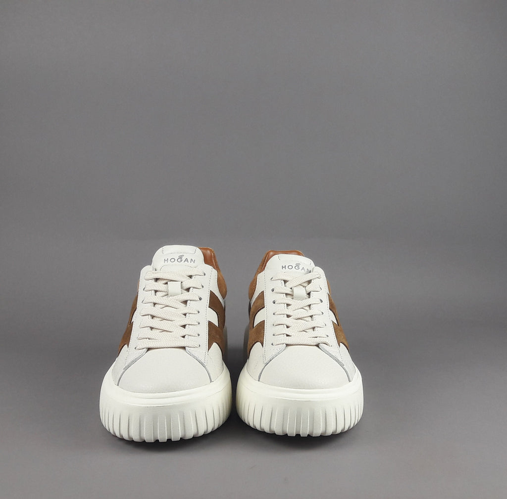 Hogan Stripes Uomo Pelle Martellata Bianco Opaco