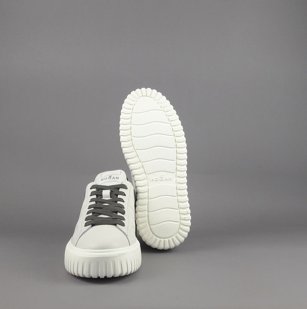 Hogan Stripes Uomo Pelle Martellata Bianco Opaco