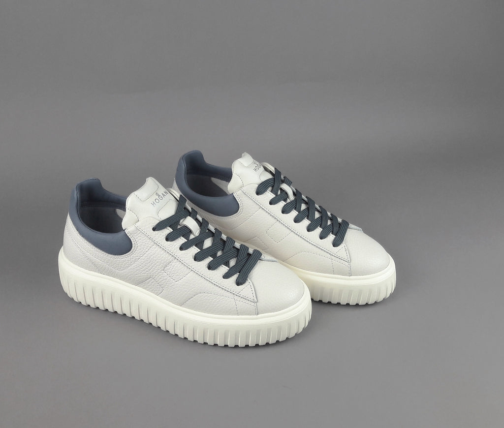 Hogan Stripes Uomo Pelle Martellata Bianco Opaco