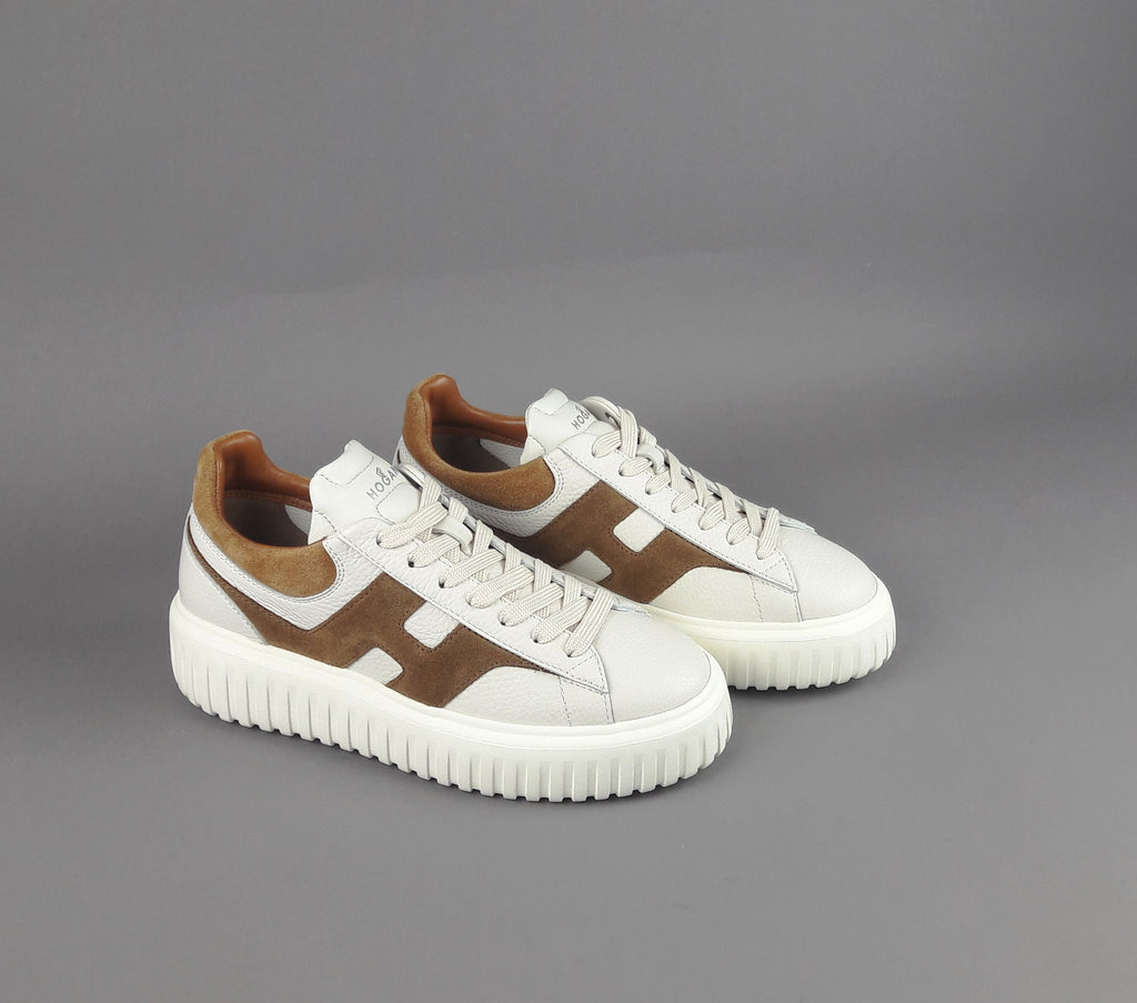 Hogan Stripes Uomo Pelle Martellata Bianco Opaco