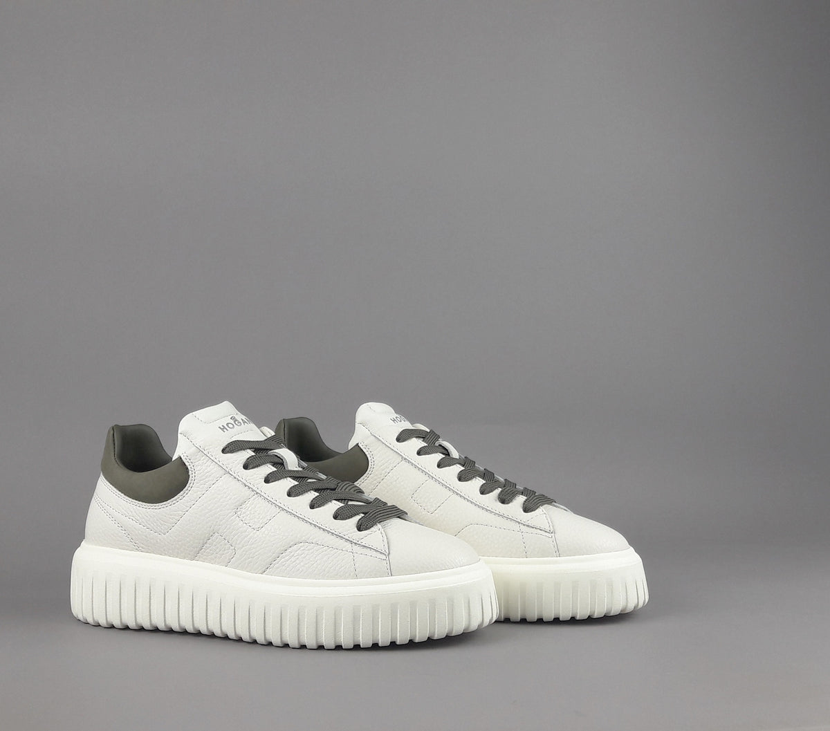 Hogan Stripes Uomo Pelle Martellata Bianco Opaco