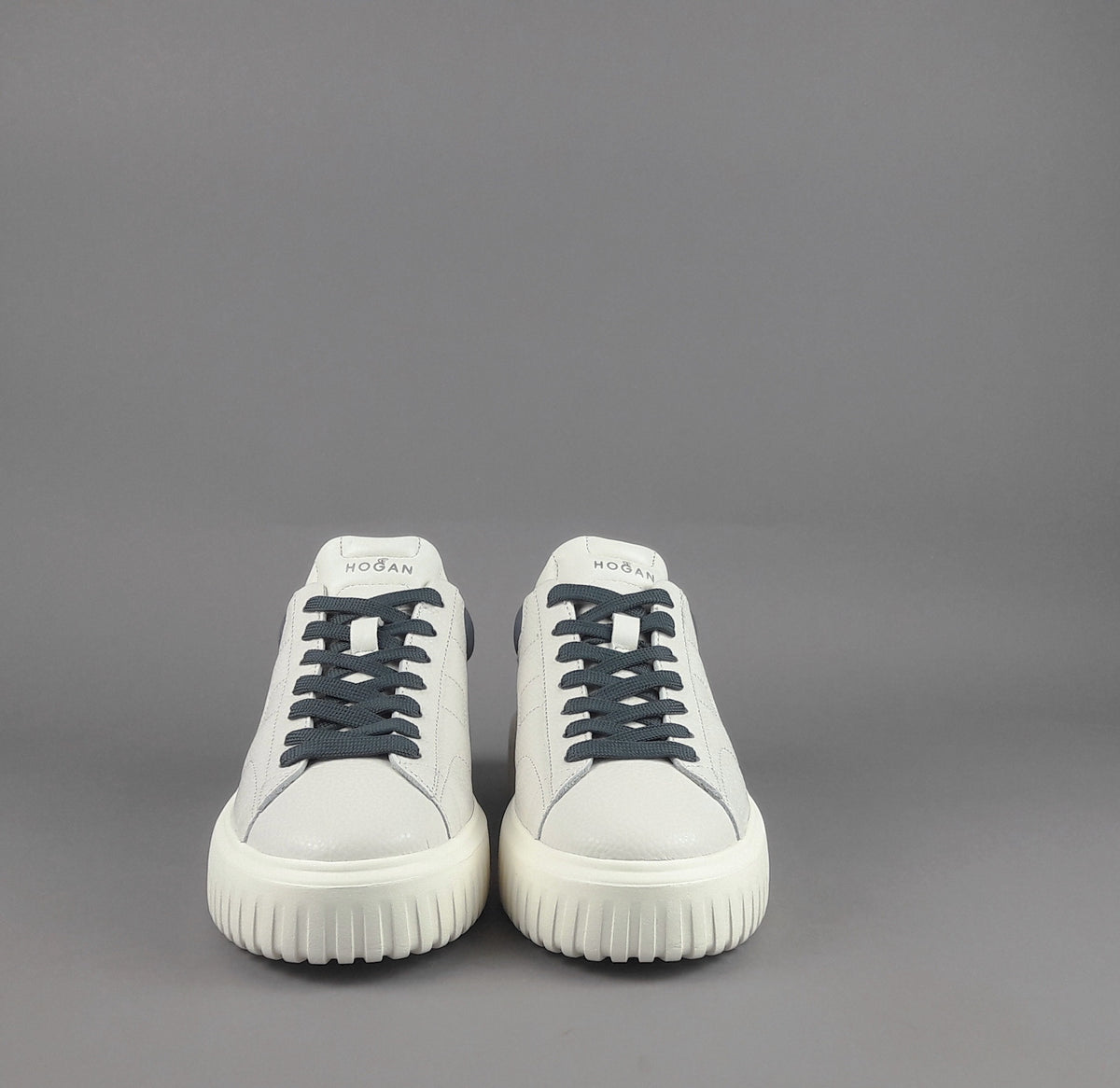 Hogan Stripes Uomo Pelle Martellata Bianco Opaco