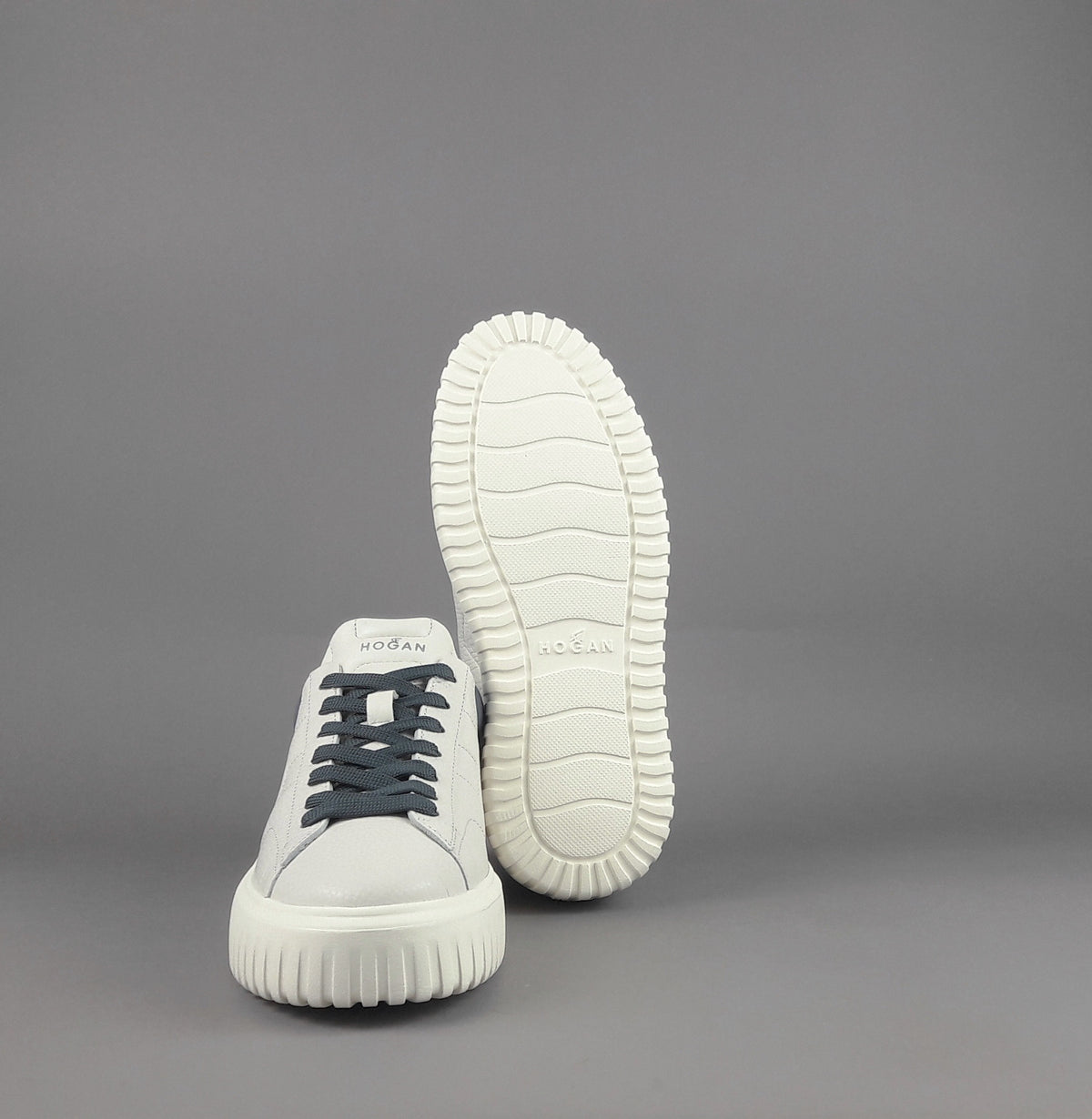 Hogan Stripes Uomo Pelle Martellata Bianco Opaco