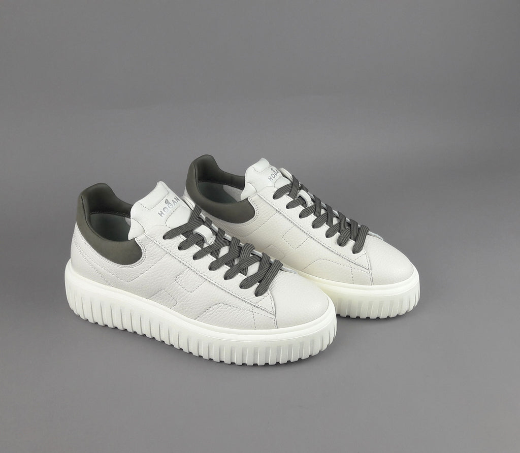 Hogan Stripes Uomo Pelle Martellata Bianco Opaco