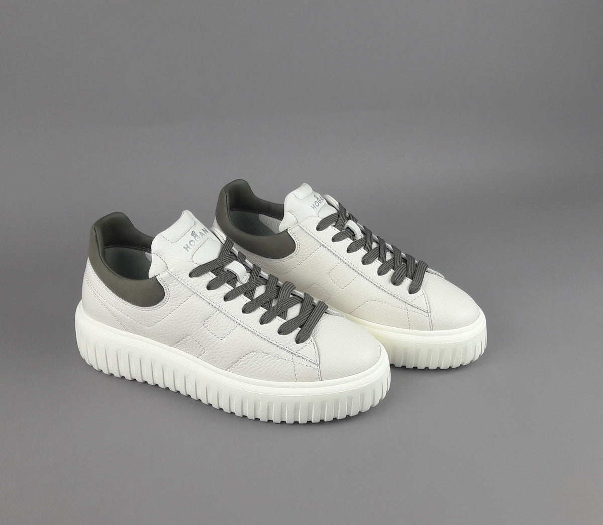 Hogan Stripes Uomo Pelle Martellata Bianco Opaco
