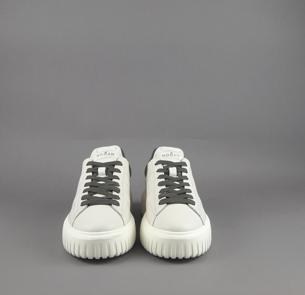 Hogan Stripes Uomo Pelle Martellata Bianco Opaco