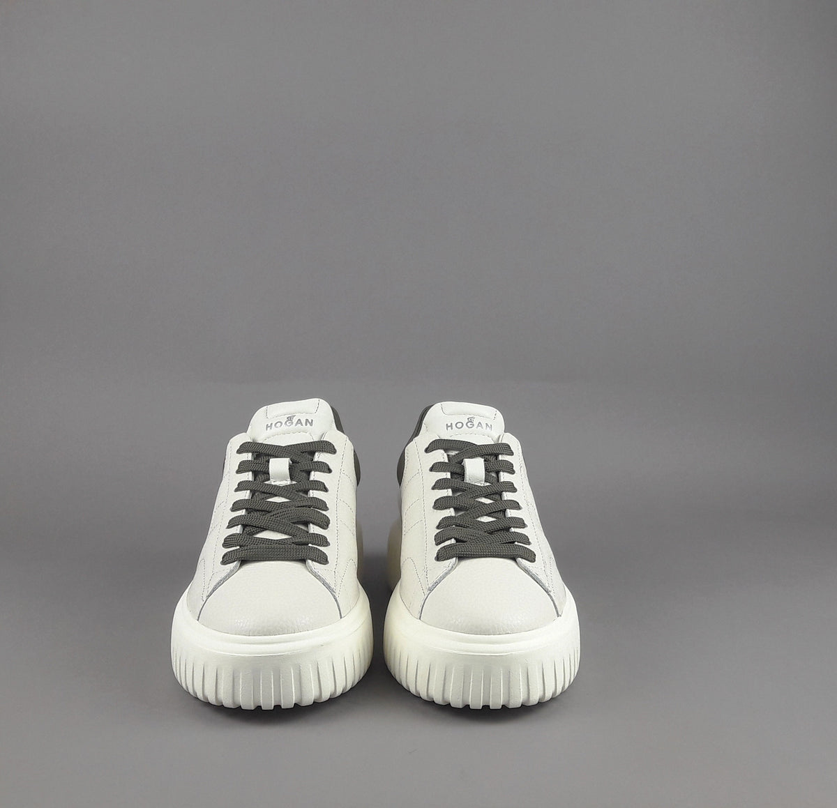 Hogan Stripes Uomo Pelle Martellata Bianco Opaco