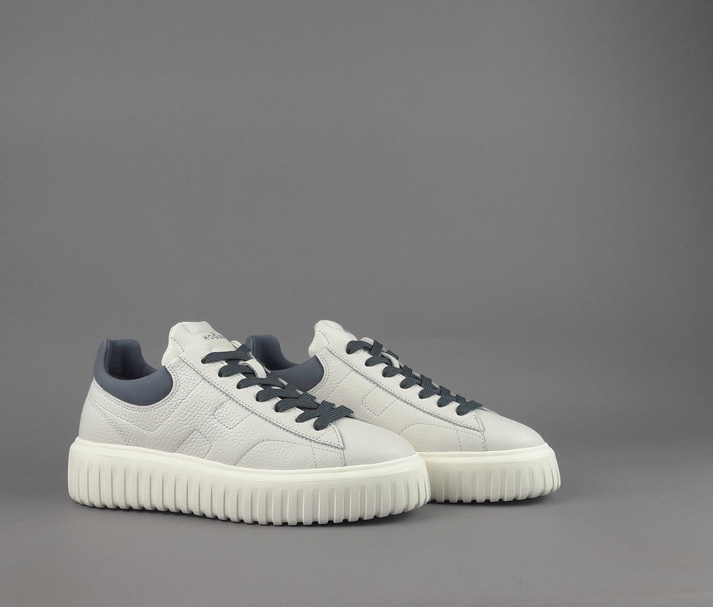 Hogan Stripes Uomo Pelle Martellata Bianco Opaco