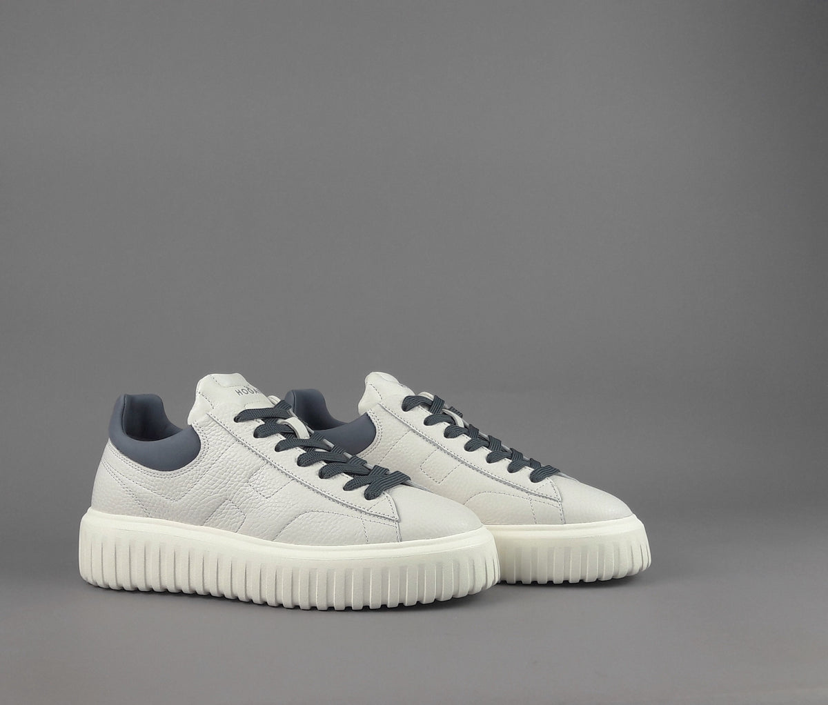 Hogan Stripes Uomo Pelle Martellata Bianco Opaco
