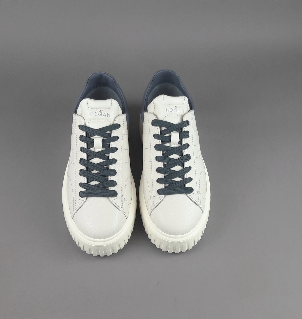 Hogan Stripes Uomo Pelle Martellata Bianco Opaco
