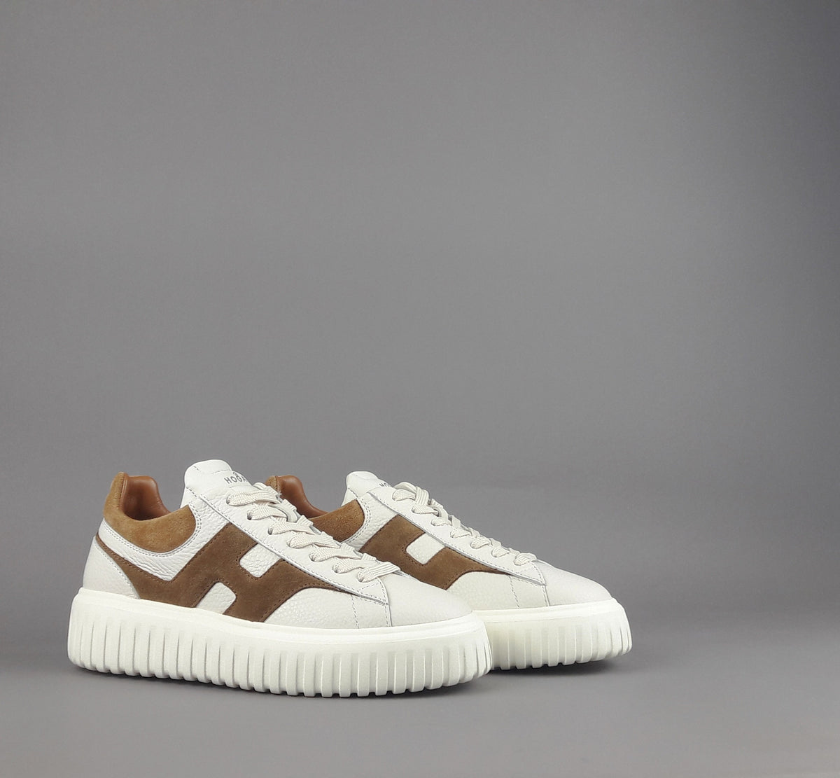 Hogan Stripes Uomo Pelle Martellata Bianco Opaco
