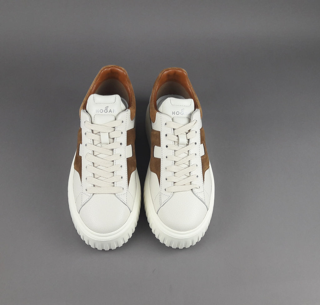 Hogan Stripes Uomo Pelle Martellata Bianco Opaco