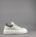 Hogan Stripes Uomo Pelle Martellata Bianco Opaco