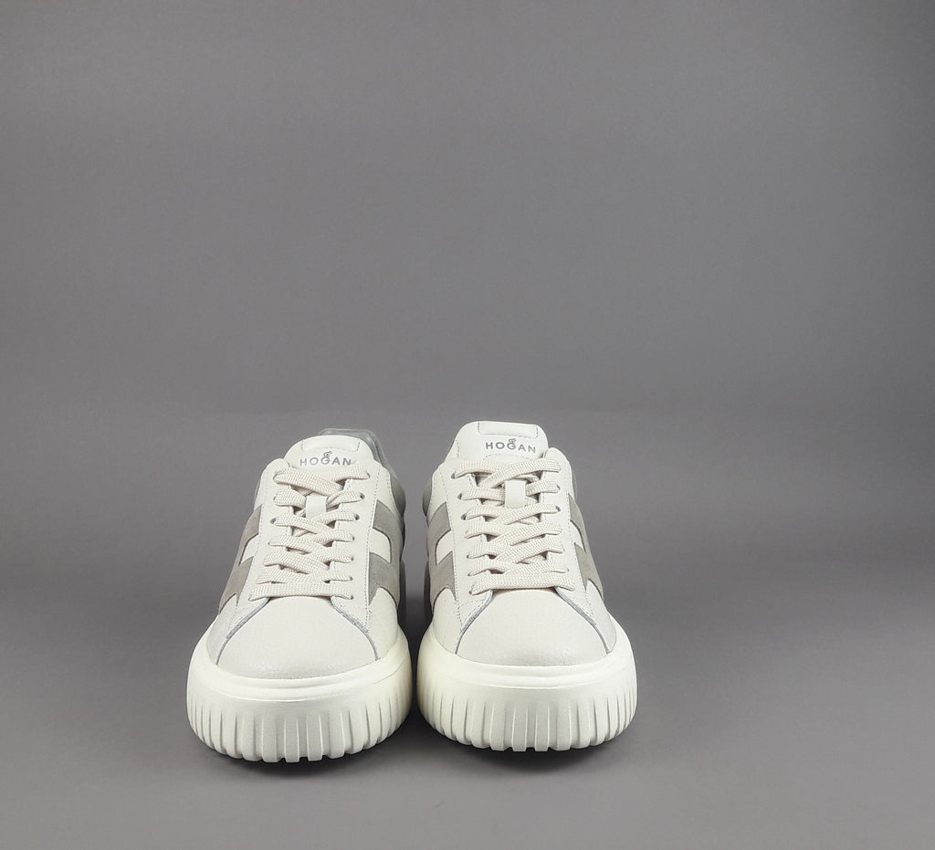Hogan Stripes Uomo Pelle Martellata Bianco Opaco