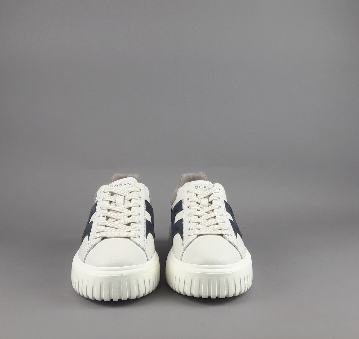 Hogan Stripes Uomo Pelle Martellata Bianco Opaco