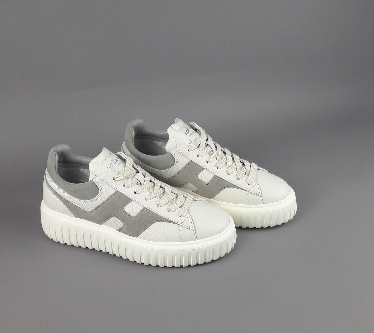 Hogan Stripes Uomo Pelle Martellata Bianco Opaco