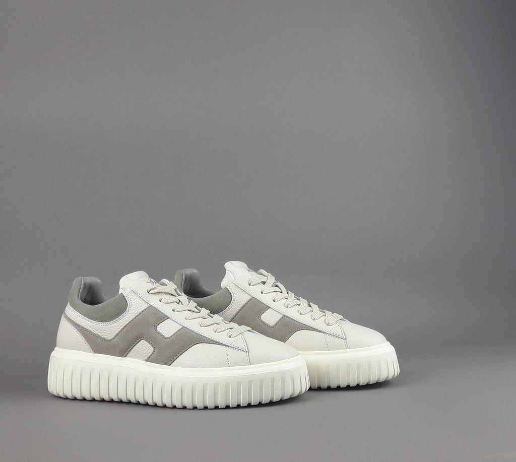 Hogan Stripes Uomo Pelle Martellata Bianco Opaco