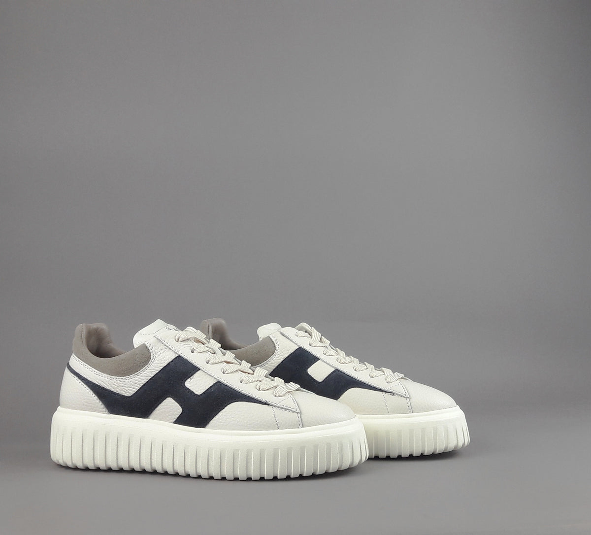 Hogan Stripes Uomo Pelle Martellata Bianco Opaco