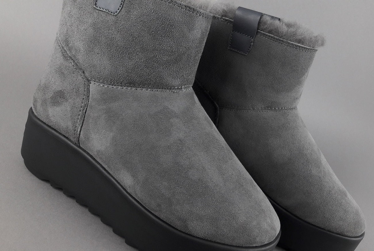 Hoor Tronchetto Donna Camoscio Montone Shearling Grigio Scuro