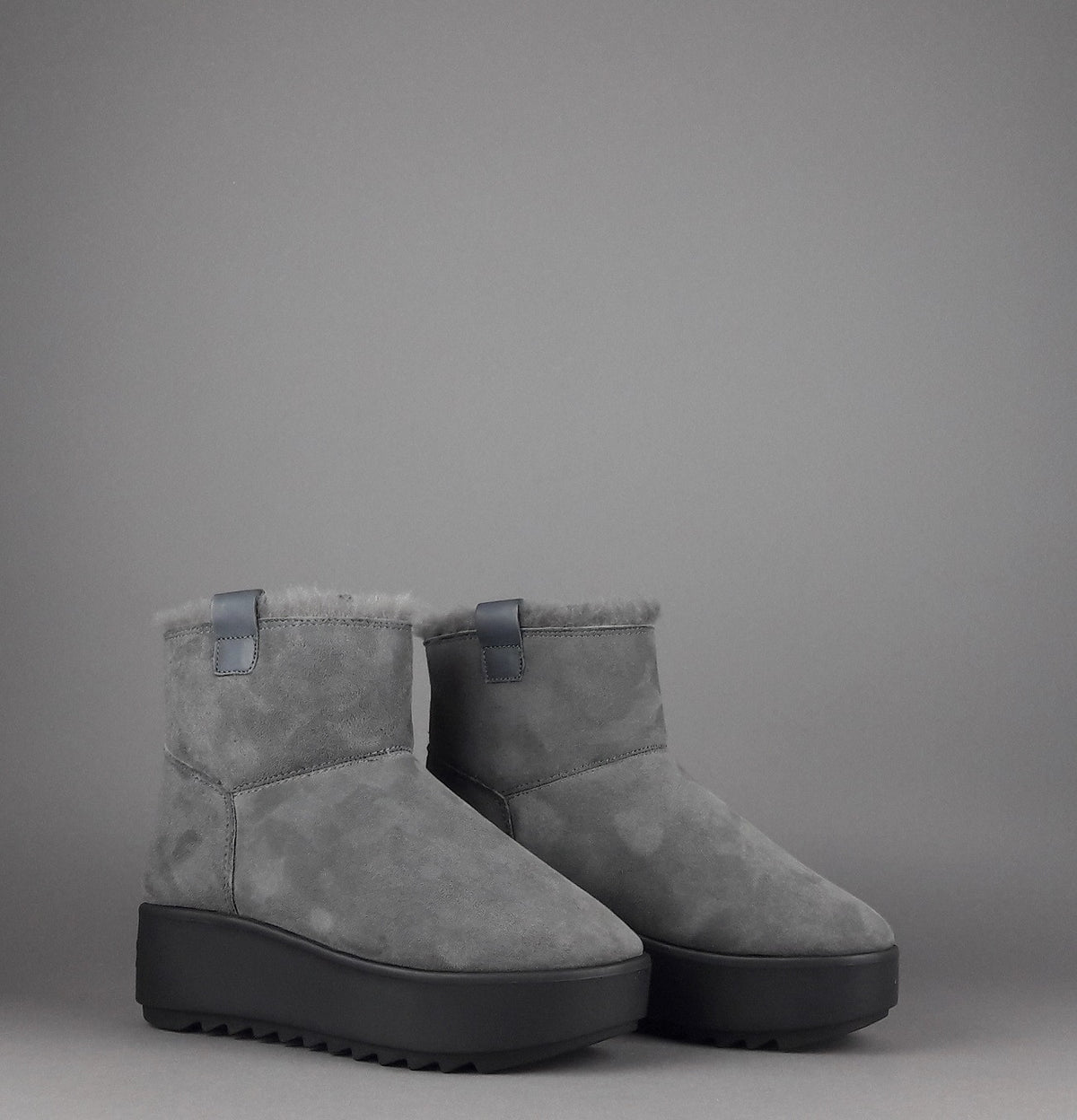 Hoor Tronchetto Donna Camoscio Montone Shearling Grigio Scuro