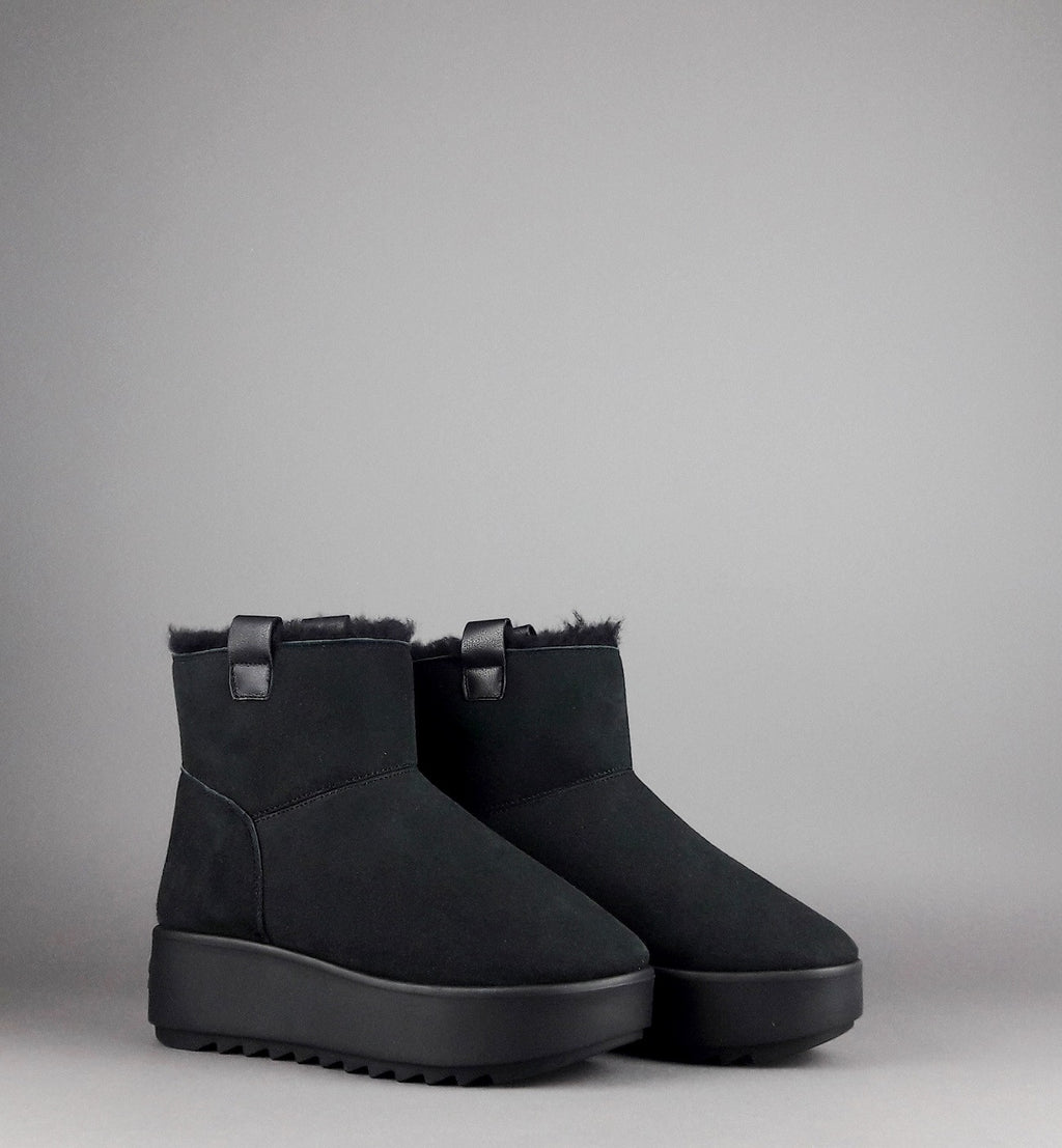 Hoor Tronchetto Donna Camoscio Montone Shearling Nero