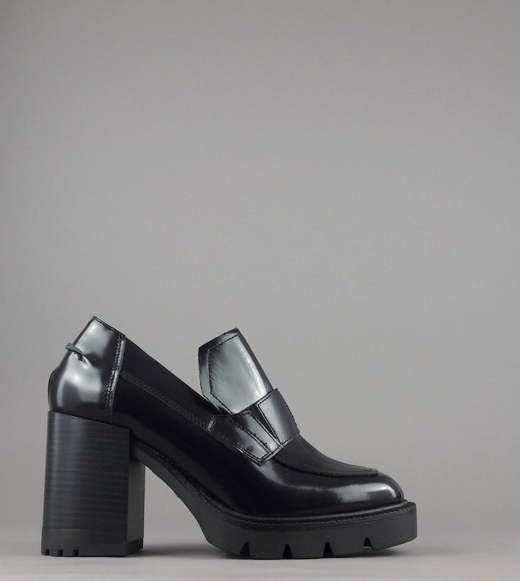 Janet & Janet Mocassino Alto Donna Elettra Pelle Spazzolata Nero