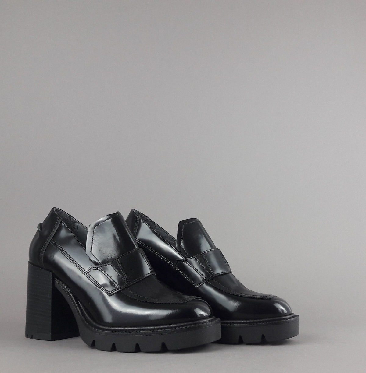 Janet & Janet Mocassino Alto Donna Elettra Pelle Spazzolata Nero