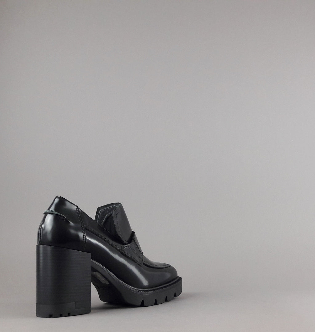 Janet & Janet Mocassino Alto Donna Elettra Pelle Spazzolata Nero
