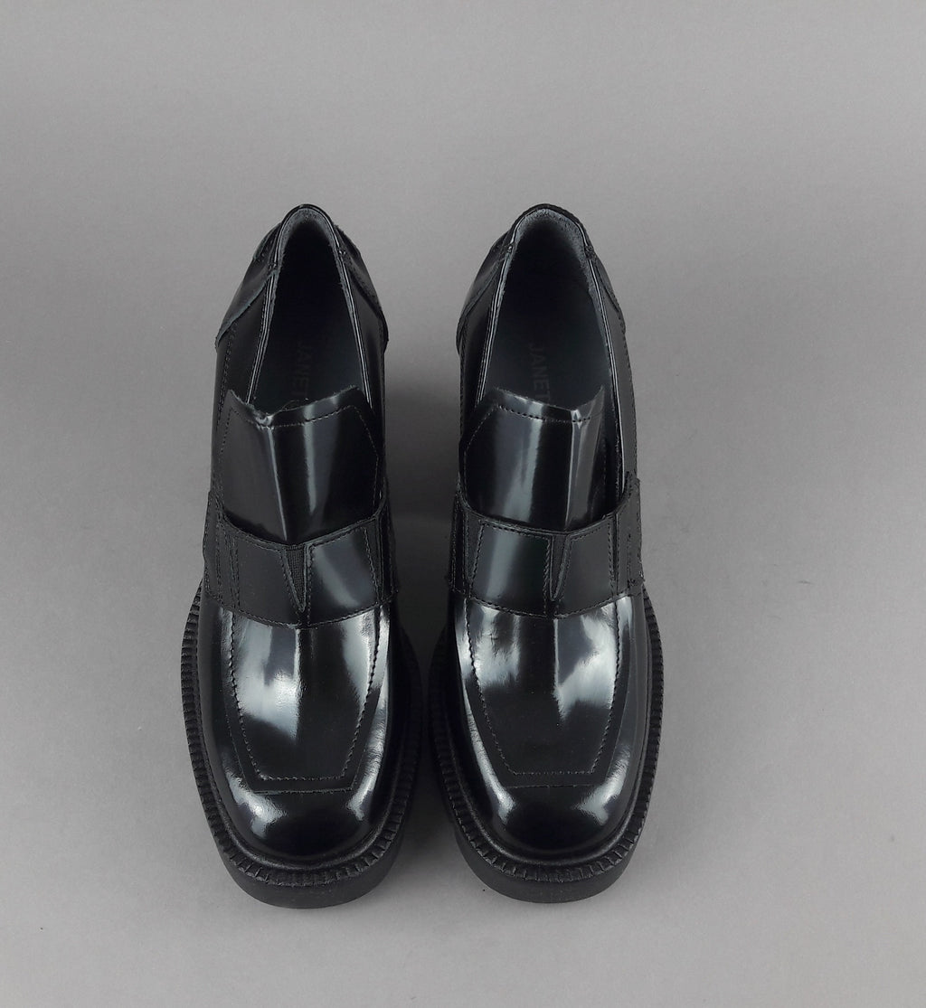 Janet & Janet Mocassino Alto Donna Elettra Pelle Spazzolata Nero