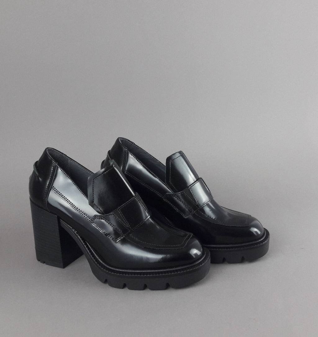 Janet & Janet Mocassino Alto Donna Elettra Pelle Spazzolata Nero