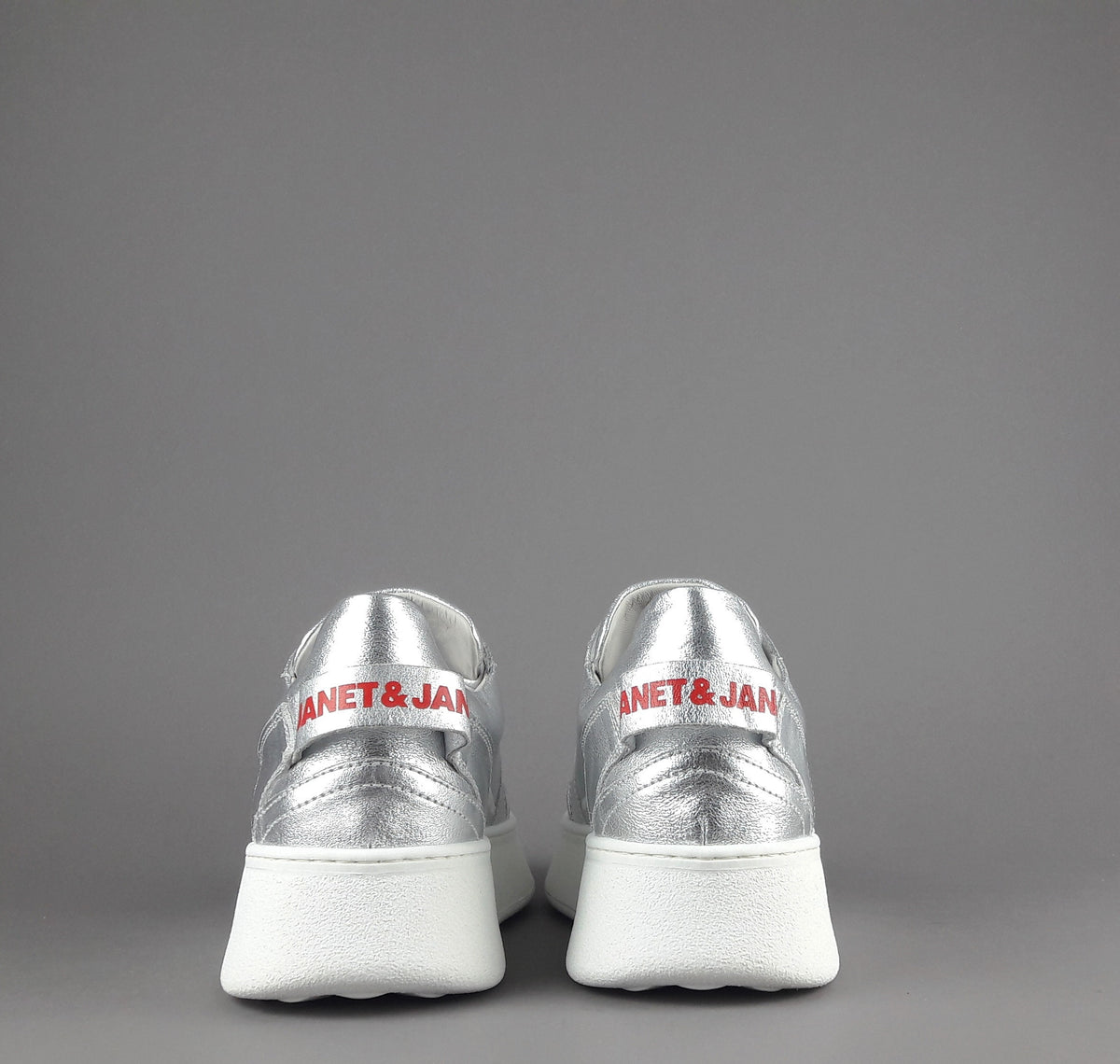 Janet & Janet Sneakers Donna Gilda Pelle Laminata Argento