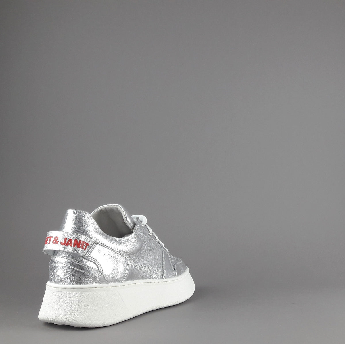 Janet & Janet Sneakers Donna Gilda Pelle Laminata Argento