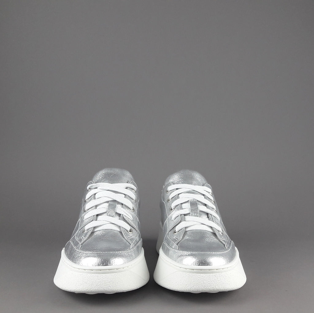 Janet & Janet Sneakers Donna Gilda Pelle Laminata Argento