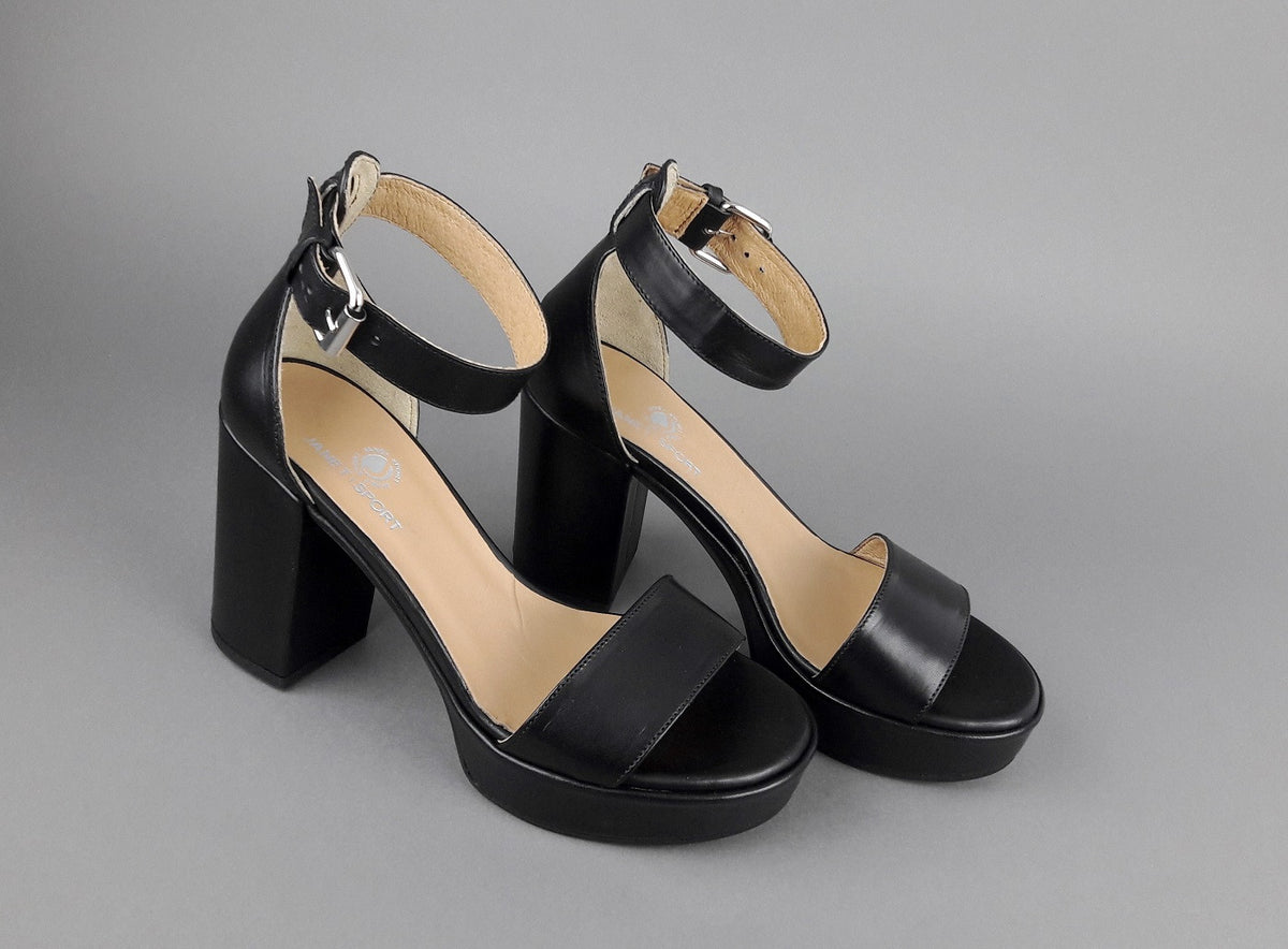 Janet Sport Sandalo Donna Nazira Pelle Nera