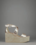 Janet Sport Sandalo Donna Noto Pelle Stampa Cocco Oro Platino