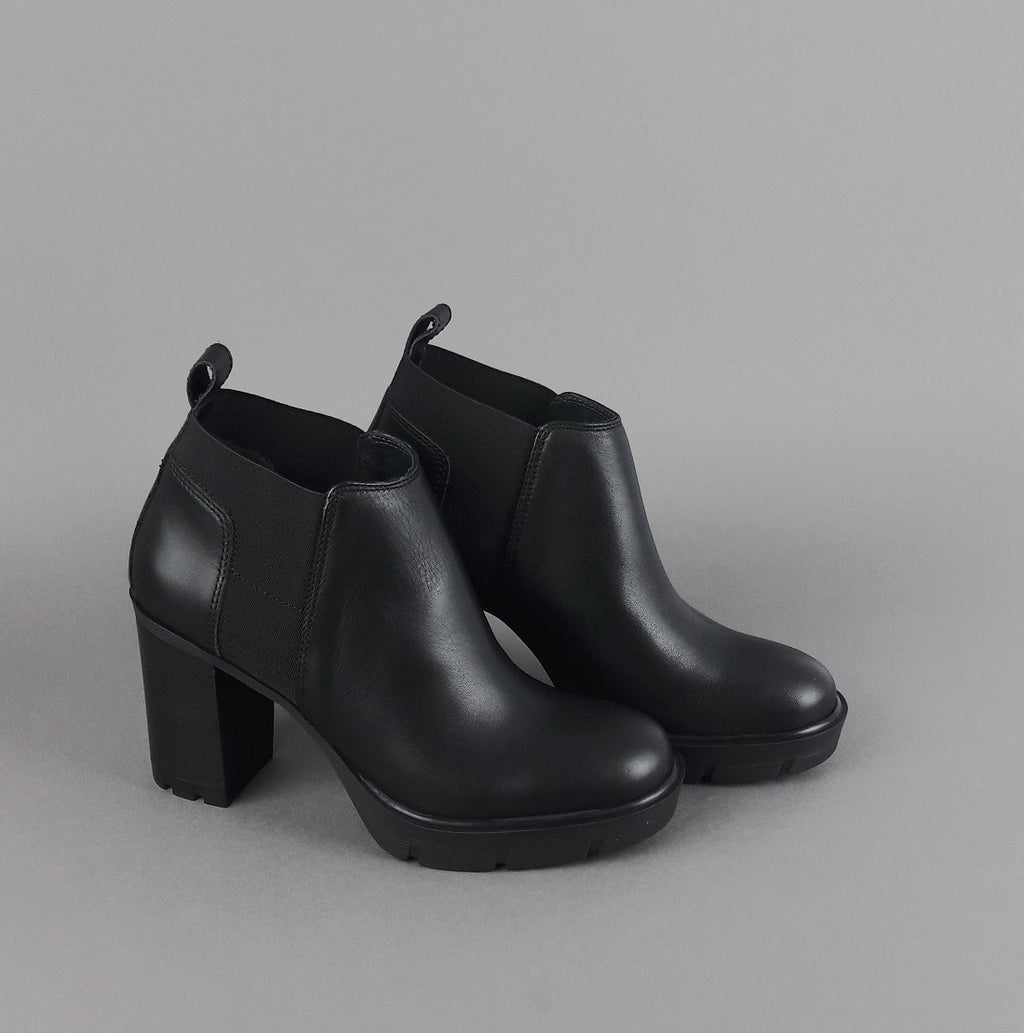 Janet Sport Stivaletto Donna Amanda Pelle Nero Elastico Laterale