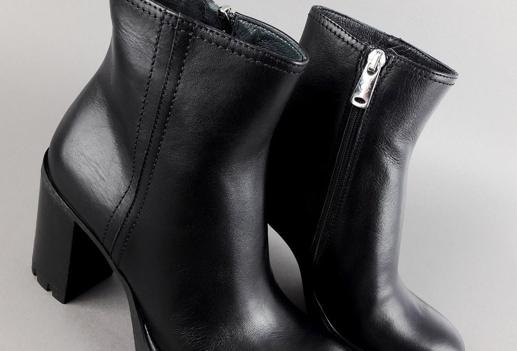 Janet Sport Tronchetto Donna Amanda Pelle Nero Zip Laterale