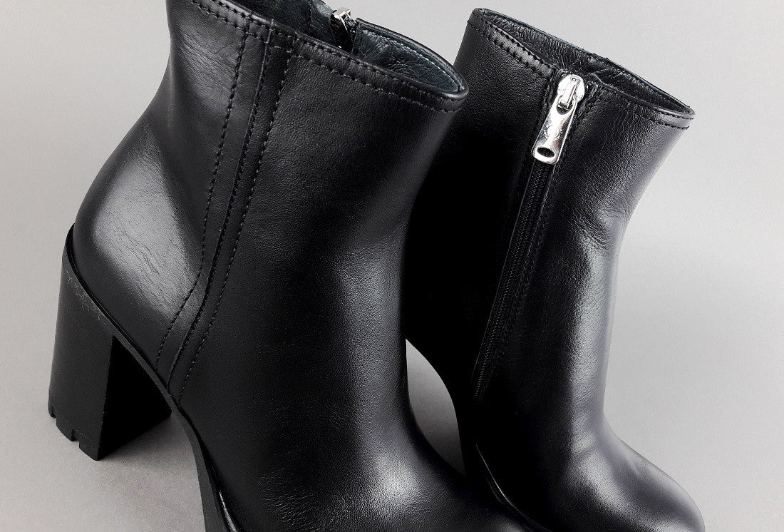 Janet Sport Tronchetto Donna Amanda Pelle Nero Zip Laterale