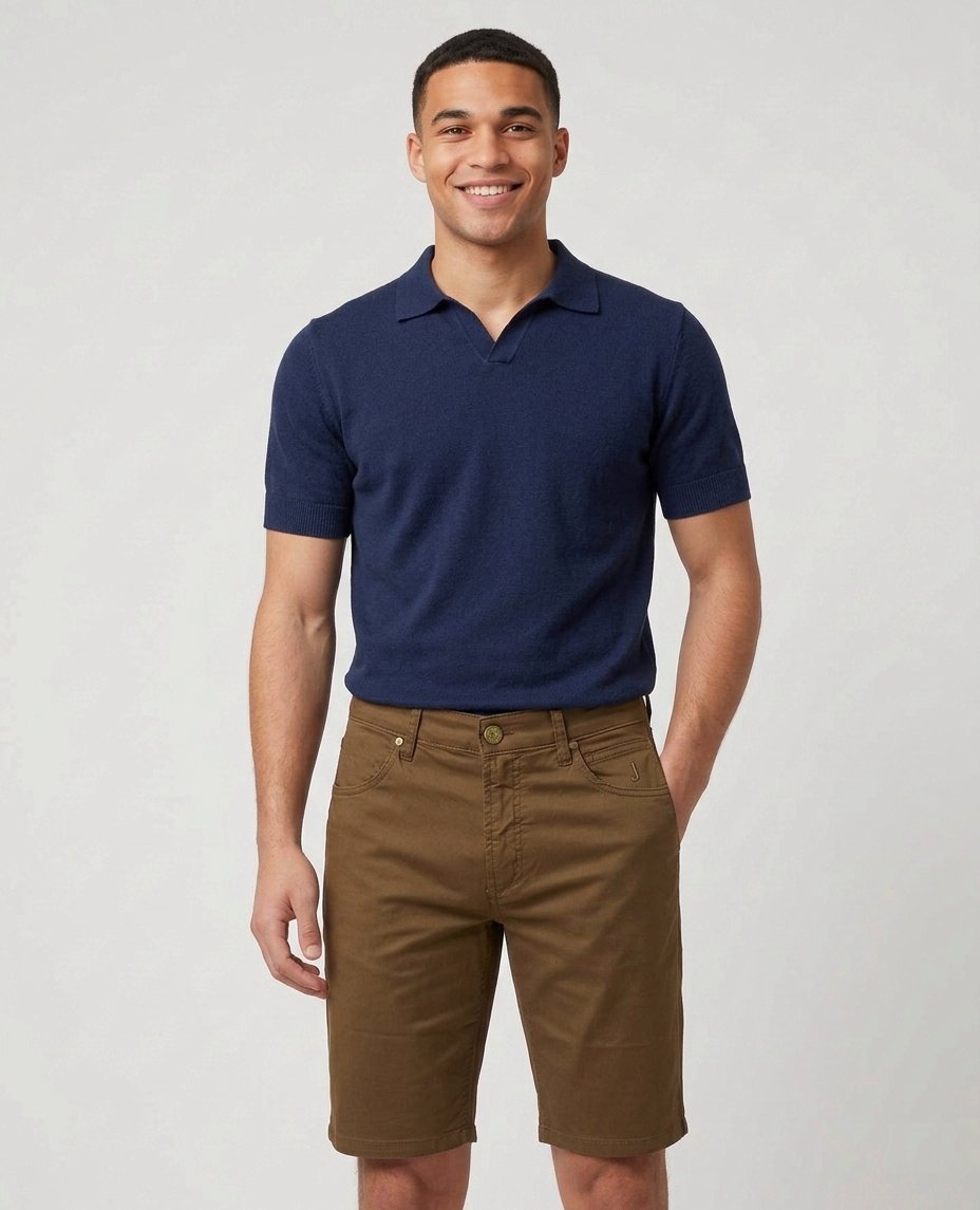 Jeckerson Bermuda Uomo Cotone Stretch Marrone