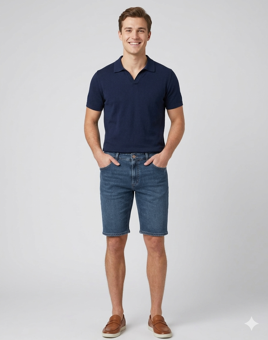 Jeckerson Bermuda Uomo Denim Stretch Blu