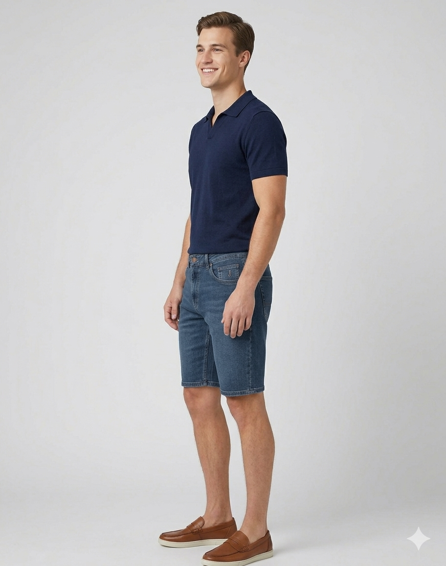 Jeckerson Bermuda Uomo Denim Stretch Blu