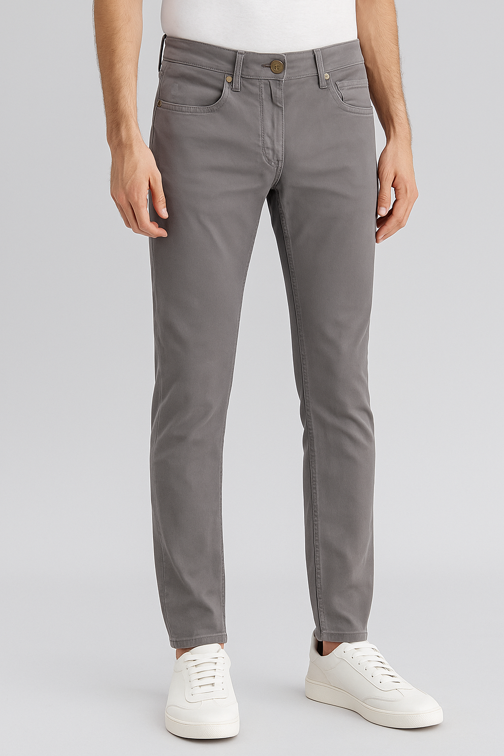 Jeckerson Pantalone Uomo Gabardine Stretch Grigio