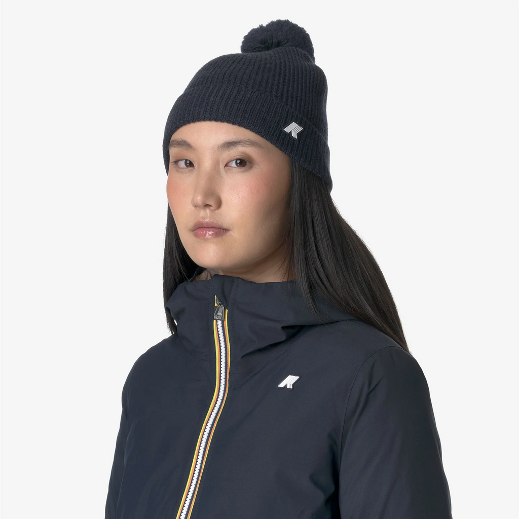 K-Way Cappello Lana A Costine Blu Scuro Melange