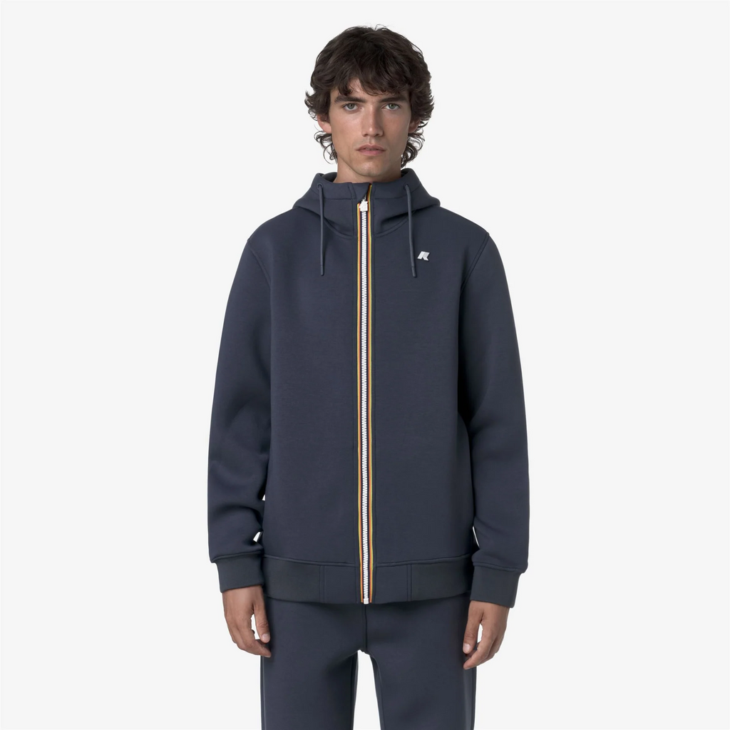 K-Way Felpa Giacca Uomo Rainer Scuba Stretch Blu Grigio