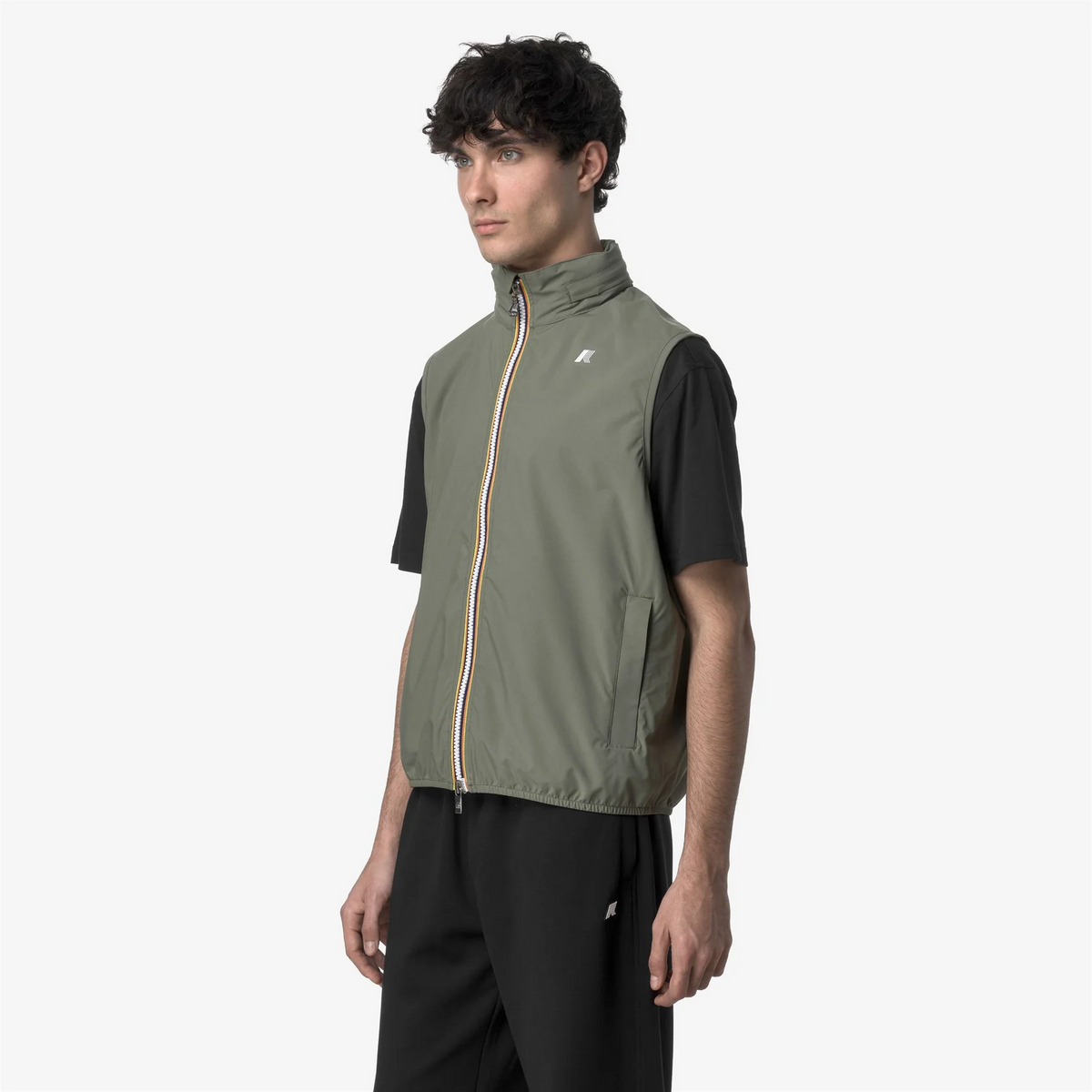 K-Way Smanicato Uomo Valen Stretch Dot Nylon Verde Militare Tenue