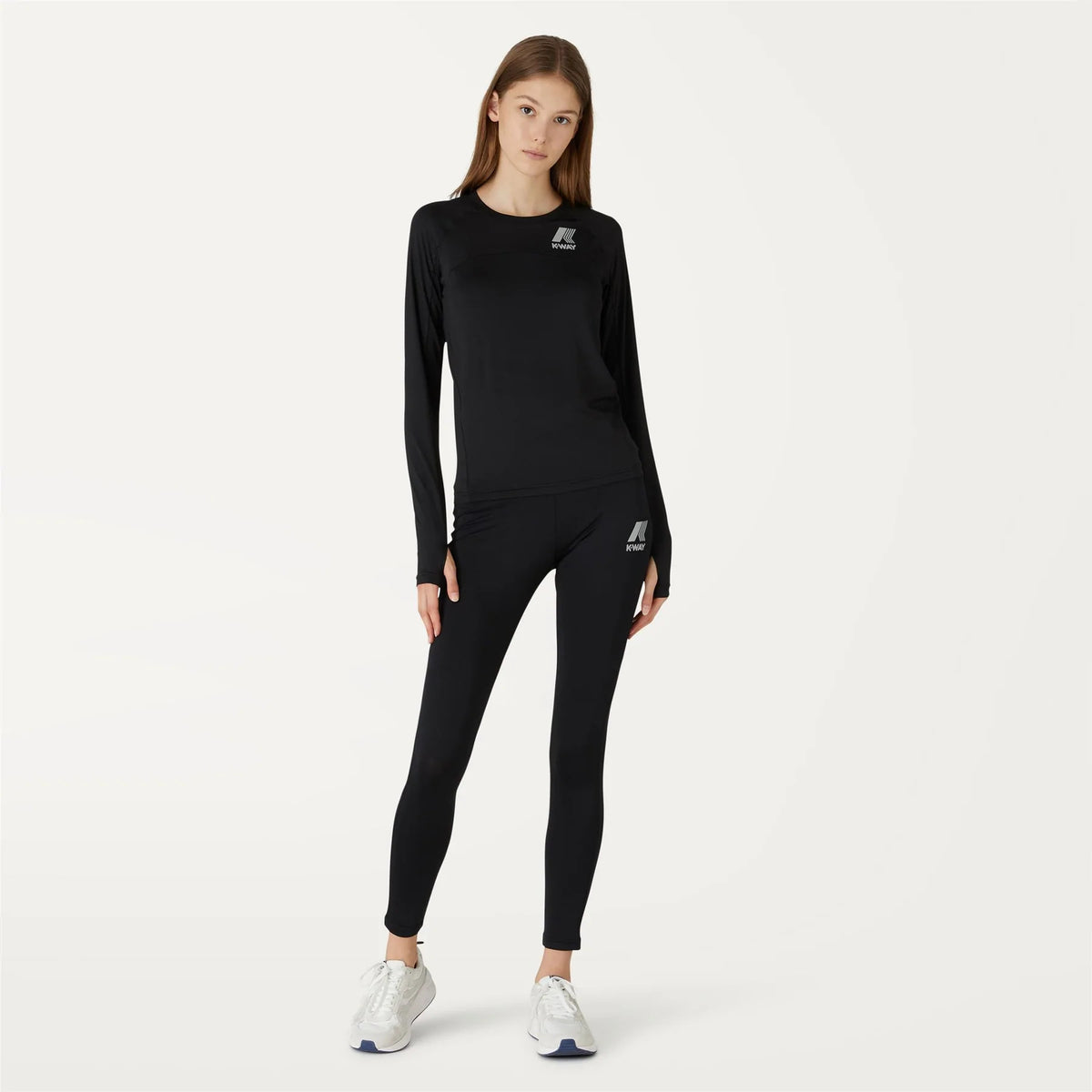 K-Way T-Shirt Margaret Manica Lunga Donna Nylon Stretch Nero