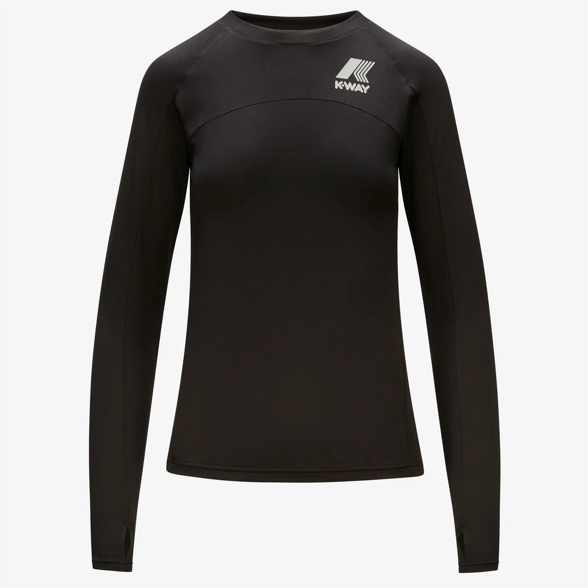 K-Way T-Shirt Margaret Manica Lunga Donna Nylon Stretch Nero