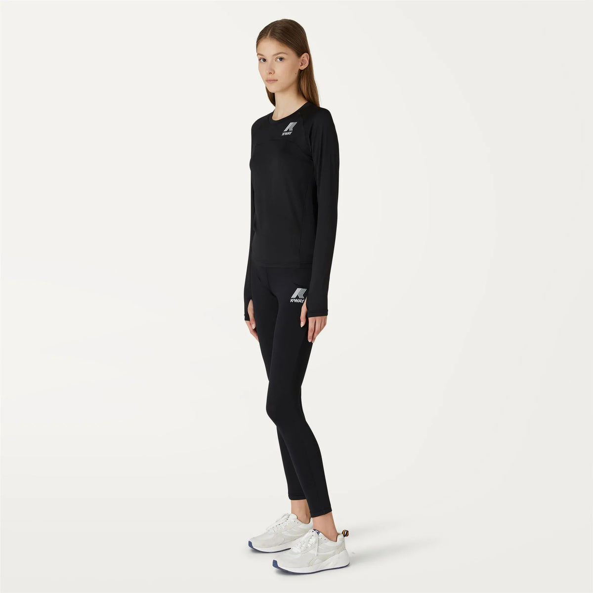 K-Way T-Shirt Margaret Manica Lunga Donna Nylon Stretch Nero
