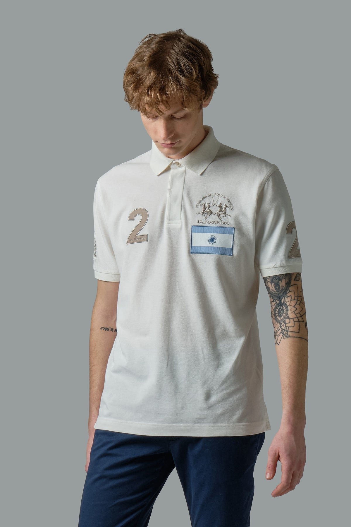 La Martina Polo Uomo Piqué Di Cotone Fit Regular Bianco Opaco