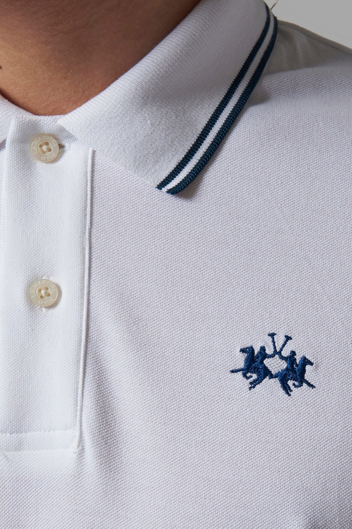 La Martina Polo Uomo Piqué Di Cotone Fit Regular Bianco